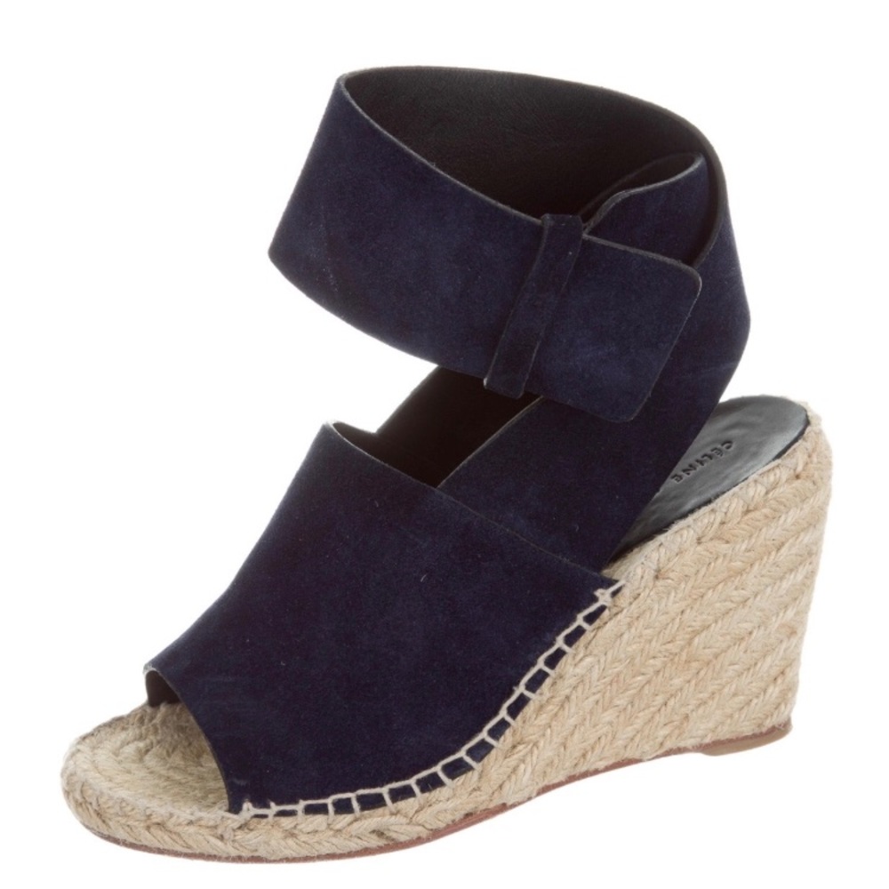 CÈLINE Suede Espadrille Wedges